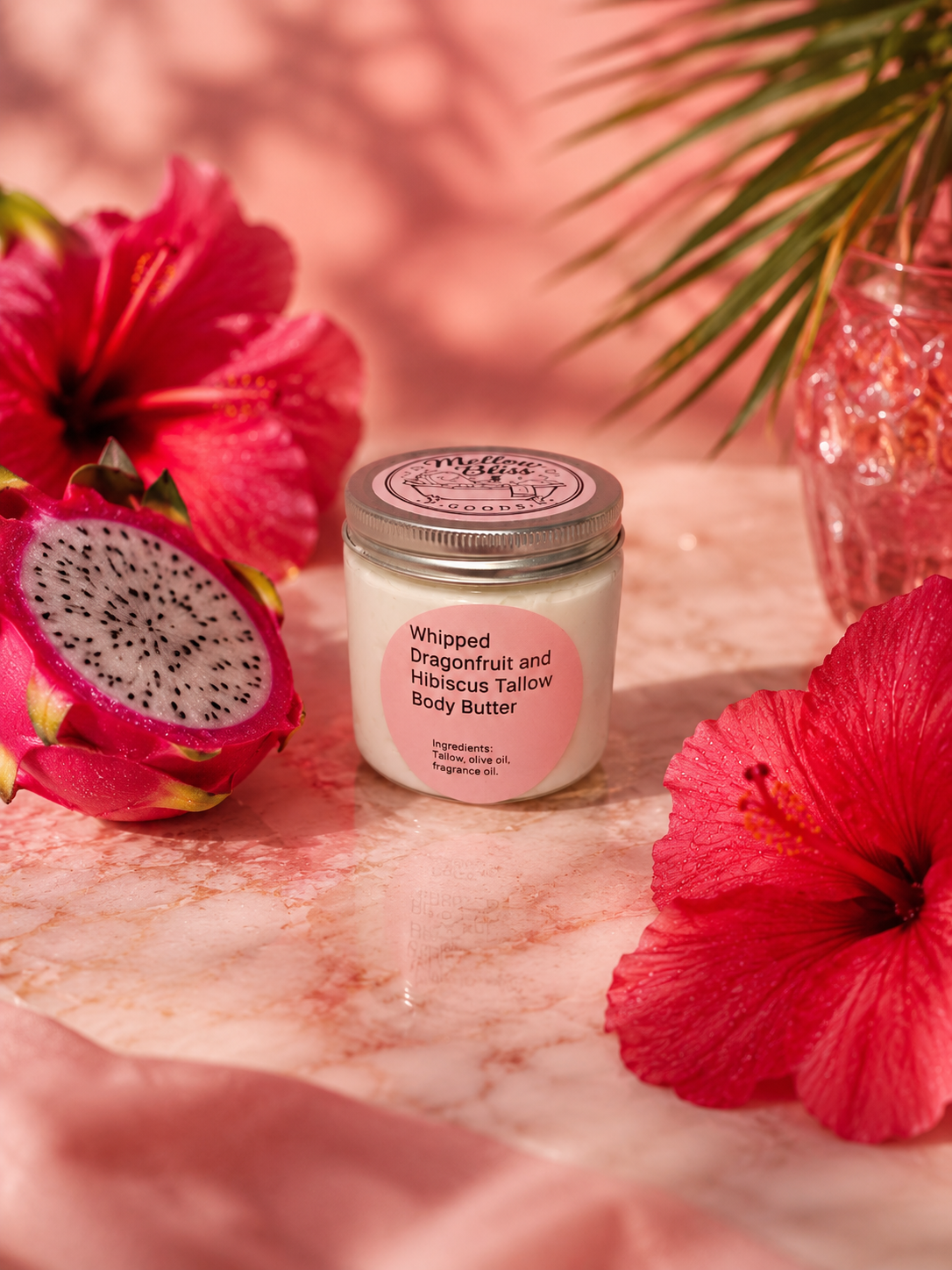 Beef Tallow Whipped Body Butter – Dragonfruit & Hibiscus