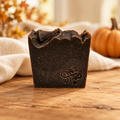 Vanilla Pumpkin Marshmallow soap with a cozy autumn background